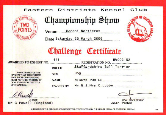 Championship Certificate